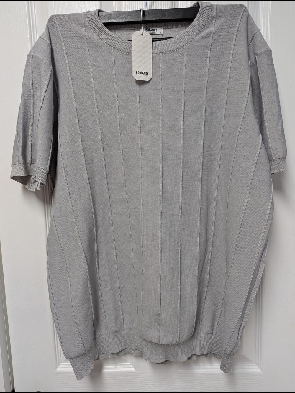 Coofandy Light Gray Ribbed Knit Tee - Picture 4 of 8